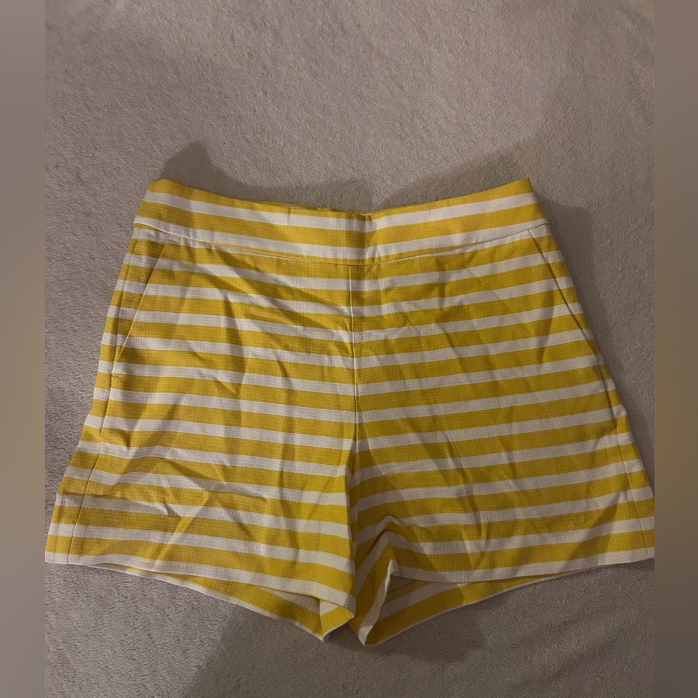 J. Crew Yellow & White Striped High-Rise Shorts